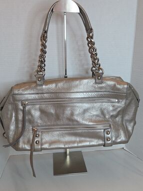 Club Monaco Metallic Silver Chain-Handle Shoulder Bag